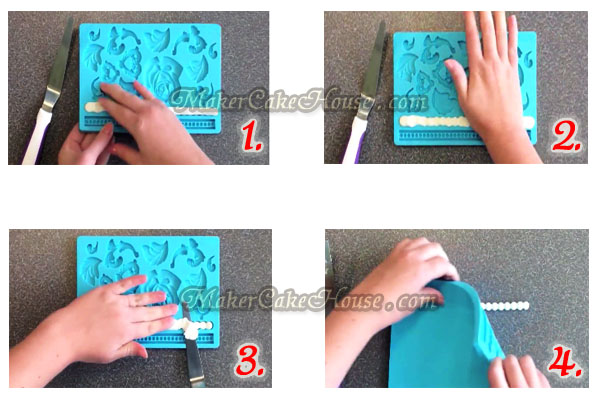 พิมพ์ฟองดอง / กัมเพส ลายดอกกุหลาบ และสร้อยไข่มุก