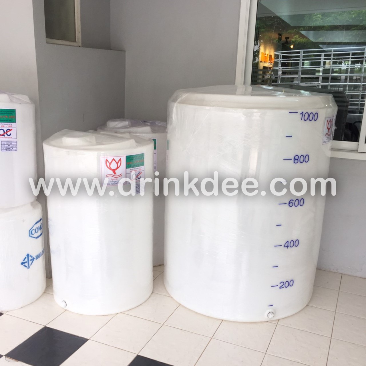 ถังเก็บน้ำ-เคมี PE 1,000 ลิตร หนา 6 มิล (ทรงกระบอก ปากกว้าง)