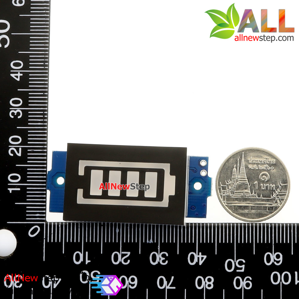 Battery power indicator battery level 11.1-12.6V โมดูล วัดระดับแบตเตอร์รี่ 11.1-12.6V ไฟแสดงผล 4 ระดับ สีเขียว