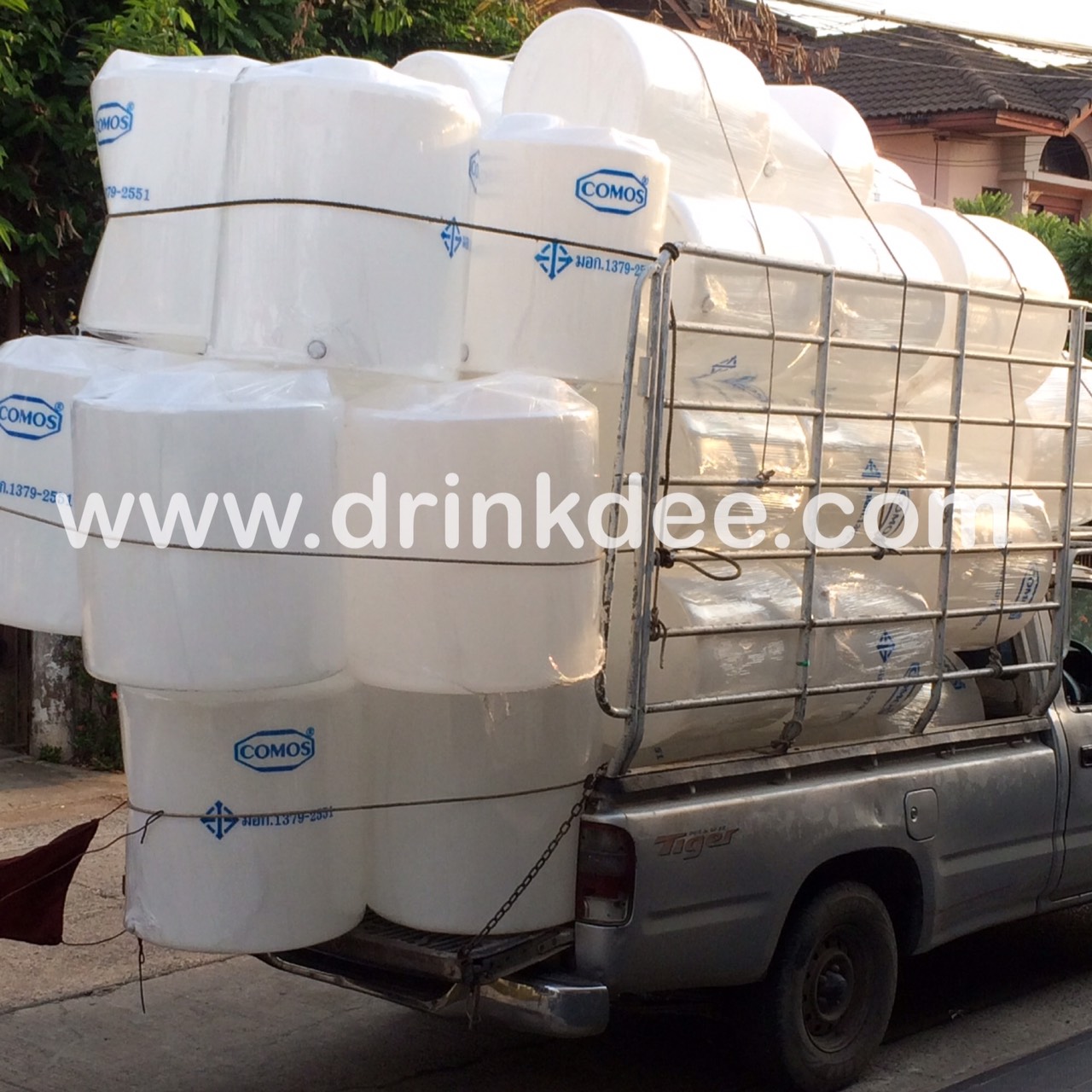 ถังเก็บน้ำ-เคมี PE 500 ลิตร หนา 6 มิล (ทรงกระบอก ปากกว้าง)