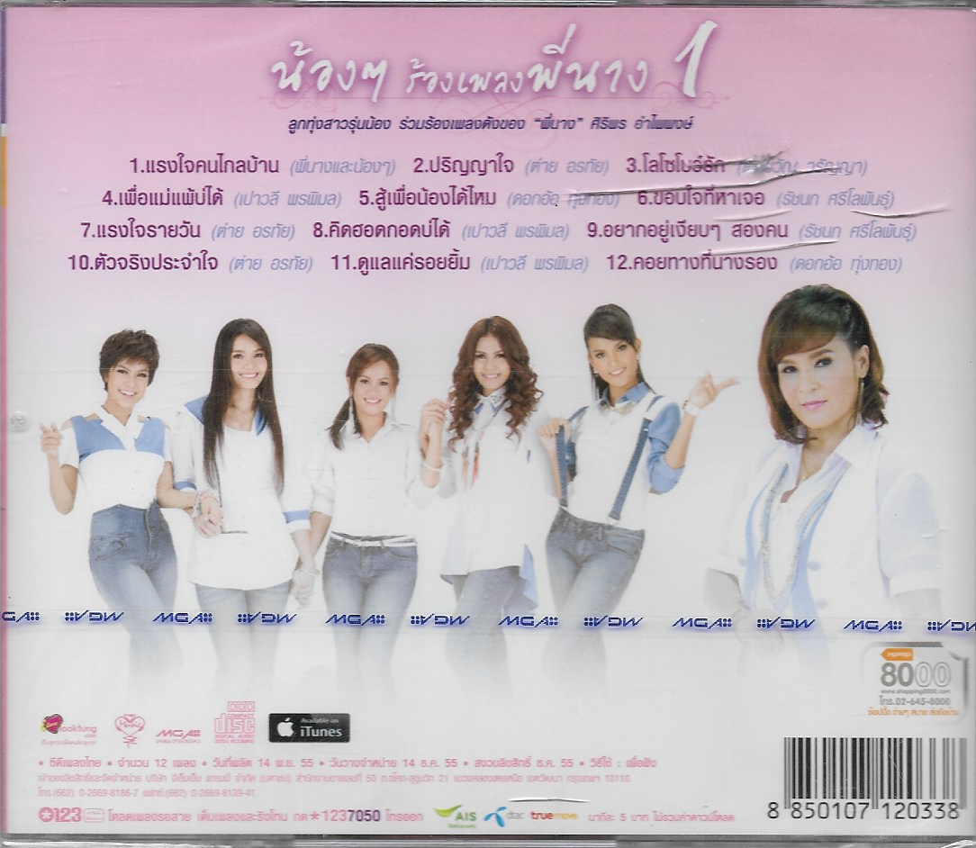 CD,น้องๆร้องเพลงพี่นาง ชุดที่ 1 ศิริพร,เอิร์น,ข้าวทิพย์,เอิ้นขวัญ,ก้านตอง(ลูกทุ่ง)(2555)