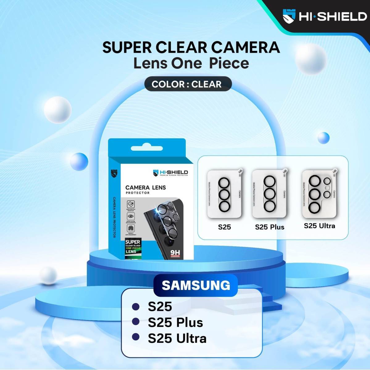 HiShield กระจกกันเลนส์กล้อง แบบชิ้นเดียว Camera lens One Piece ใช้สำหรับ Samsung S25 Ultra S24 Plus S23 Plus ใบกำกับภาษี