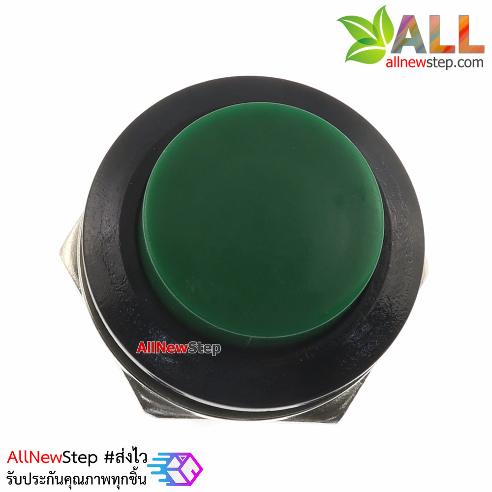 R13-507 push button switch 16mm round reset switch สวิตช์กดติดปล่อยดับสีเขียว