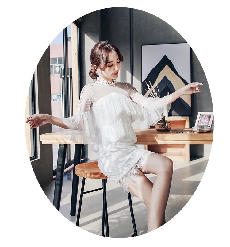 **หมดค่ะ** เดรสสีขาว ช่วงไหล่เป็นผ้าโปร่งซีทรูสีขาว รอบค่อเสื้อ ไหล่ แขนเสื้อแต่งด้วย ผ้าถักโครเชต์ลายตามแบบ สวยมากๆค่ะ