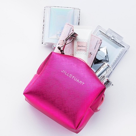 (มีกล่อง) Jill Stuart Beauty กระเป๋าเครื่องสำอาง สีชมพูสดใส