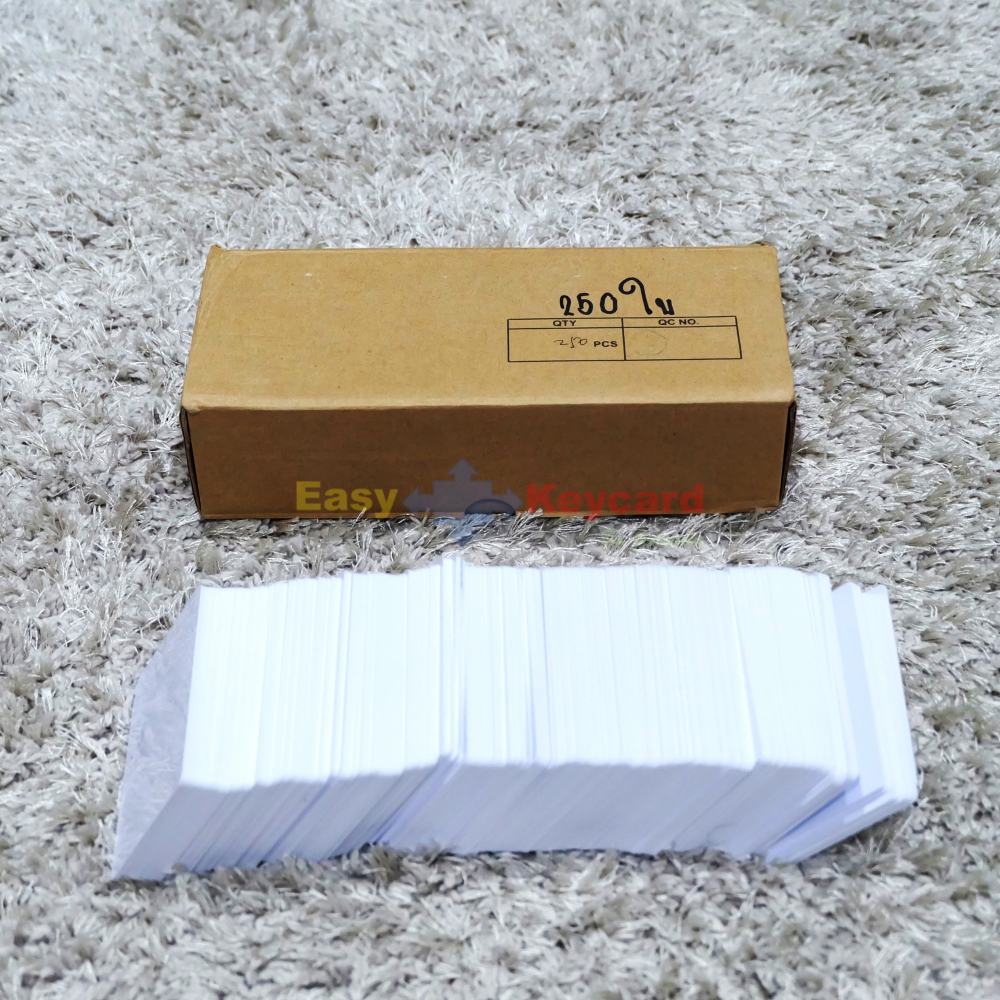 บัตรคีย์การ์ด(เเบบบาง) PVC สีขาว