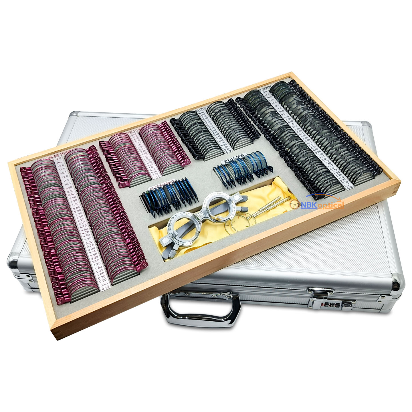 266JSC Optical Trial Lens Set L +-2000 เลนส์ กระจกใส Rim Metal ขอบโลหะ สีแดง และ สีดํา วัสดุคุณภาพสูง