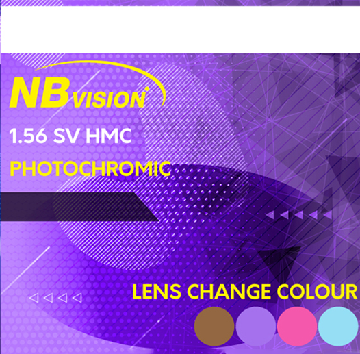 NBvision Lens 1.56 PHOTO Hmc Pink Brown Blue Purple SPH 0.00 ถึง -6.00 Cyl-0.25 ถึง-2.00