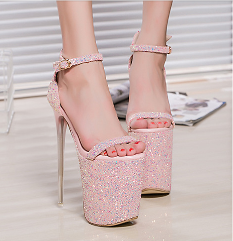 รองเท้าส้นสูง ไซต์ 34-43 สีเงิน สีชมพู
