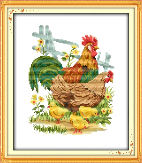 ชุดปักจีน The chicken family