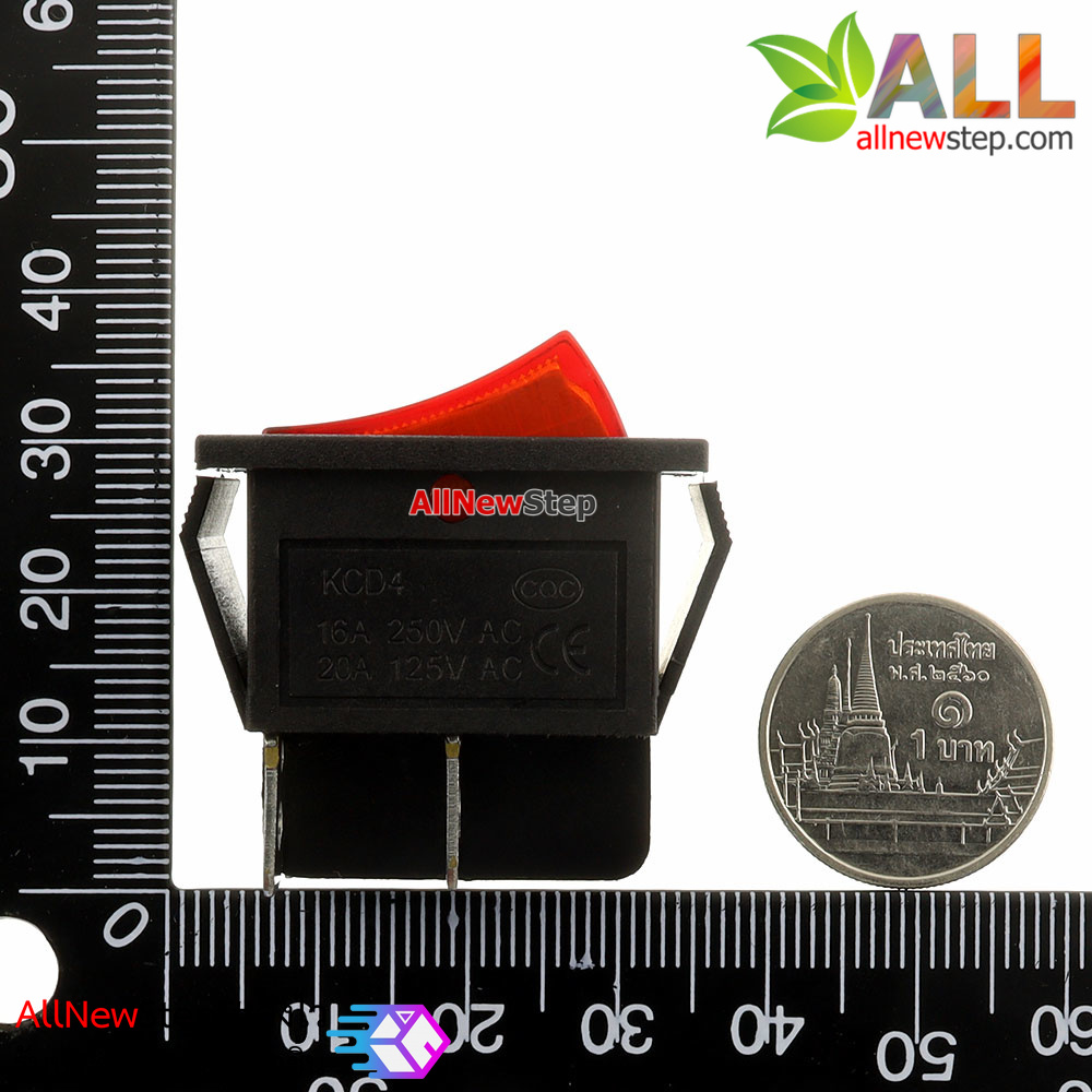สวิตช์เปิดปิด 250VAC 15A High current switch 15A 250VAC สีแดง