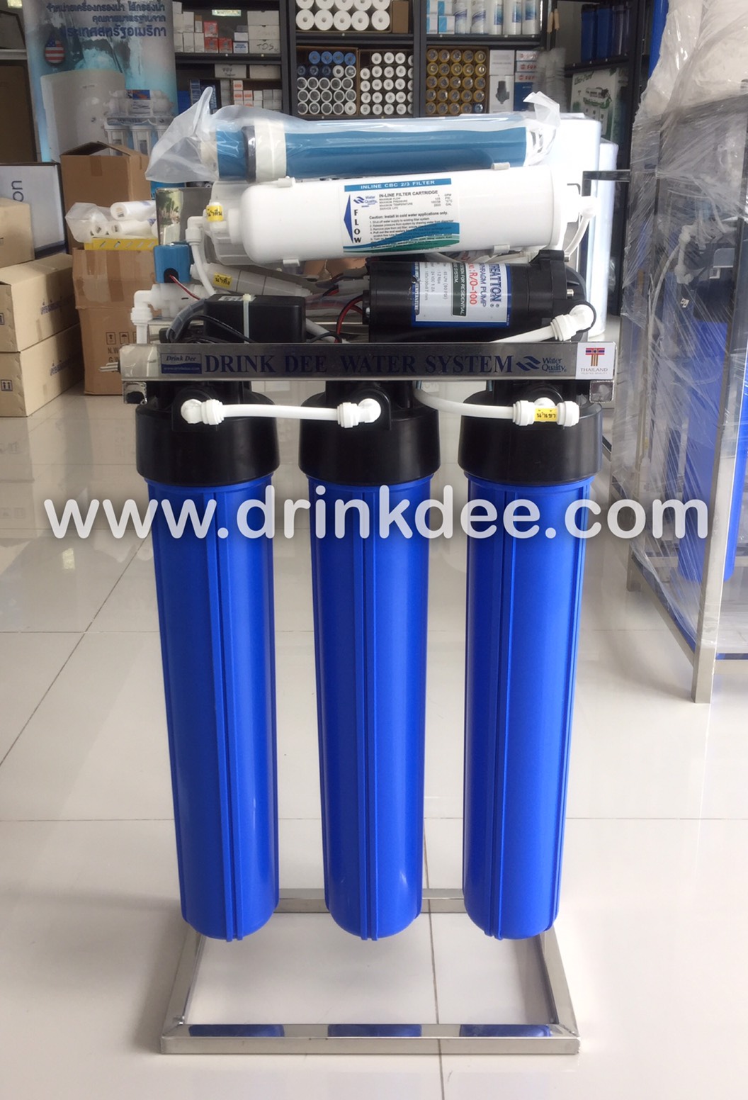 เครื่องกรองน้ำ 5 ขั้นตอน RO.150GPD. โครงสแตนเลส