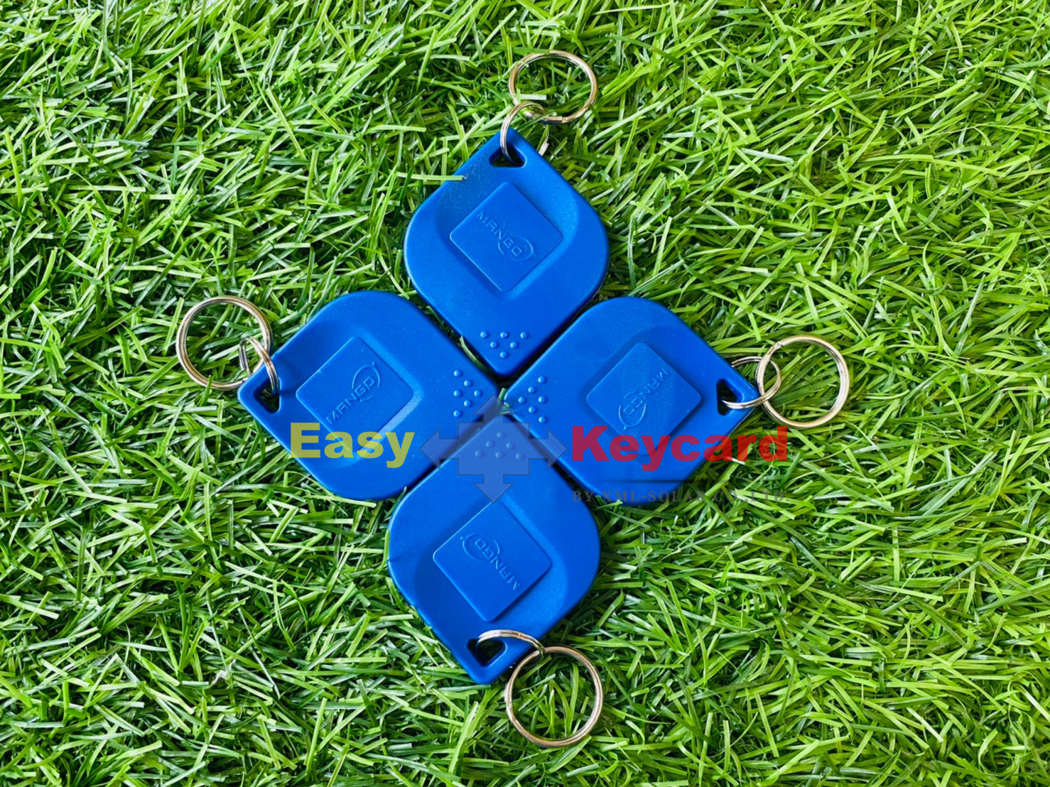 พวงกุญเเจคีย์การ์ด Keytag สีน้ำเงิน (Proximity 125Khz.) (เเบบใบไม้ ยี่ห้อ mango)