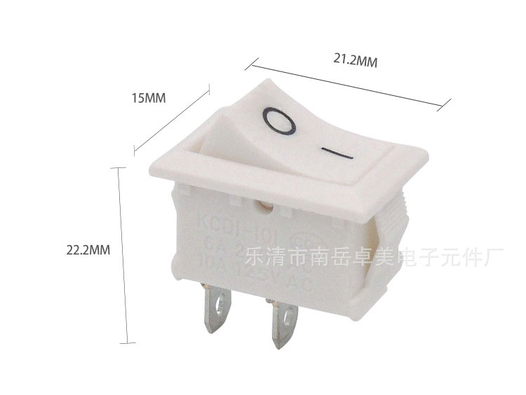 สวิตช์ไฟเปิด/ปิด 2 ขา 6A/250V KCD1-101 สีขาว