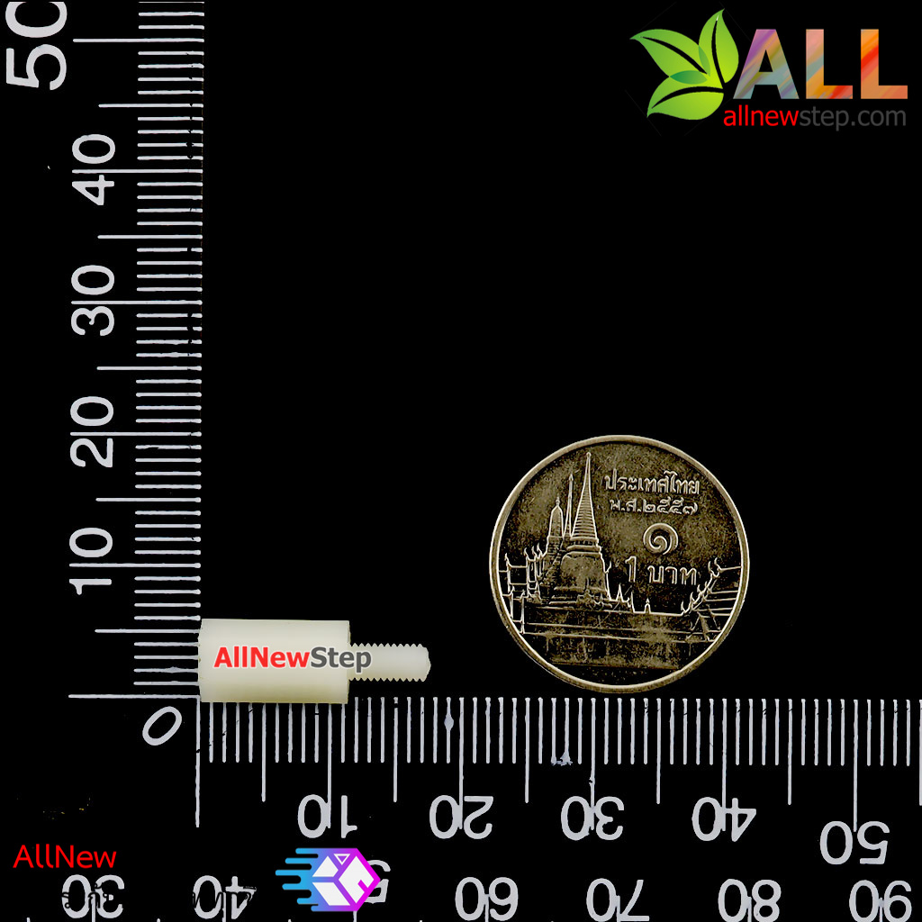 น็อตไนลอน NUT Nylon M3 ขนาด 11+6mm สีขาว จำนวน 1 ชิ้น