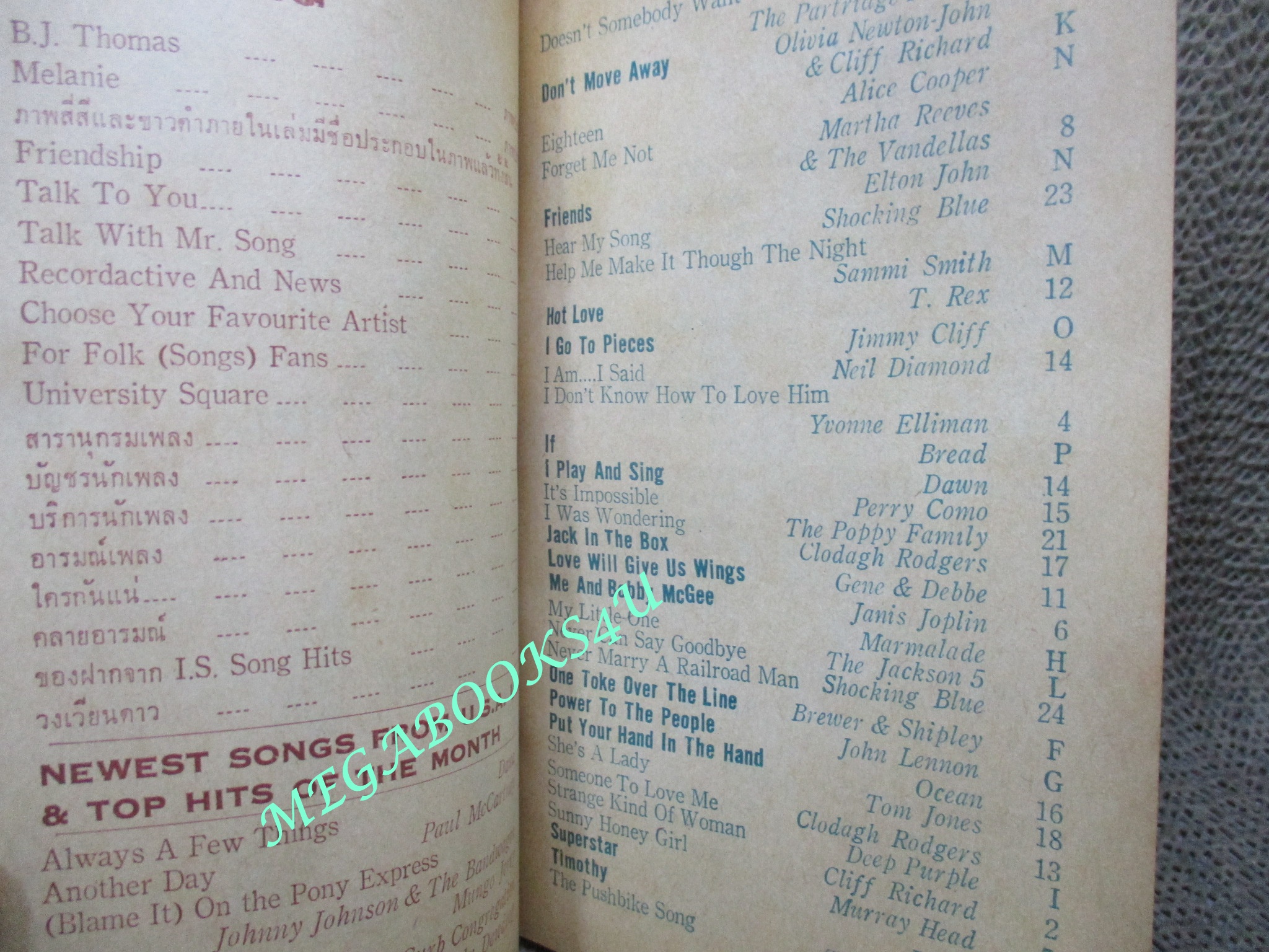 หนังสือเพลงเก่า I.S.Song Hits Impressive Song No.065 ปี2514