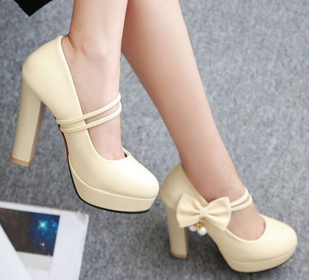 รองเท้าคัทชูส้นสูงน่ารักๆ ไซต์ 34-43 สีดำ/ขาว/ครีม/ชมพู/ม่วง