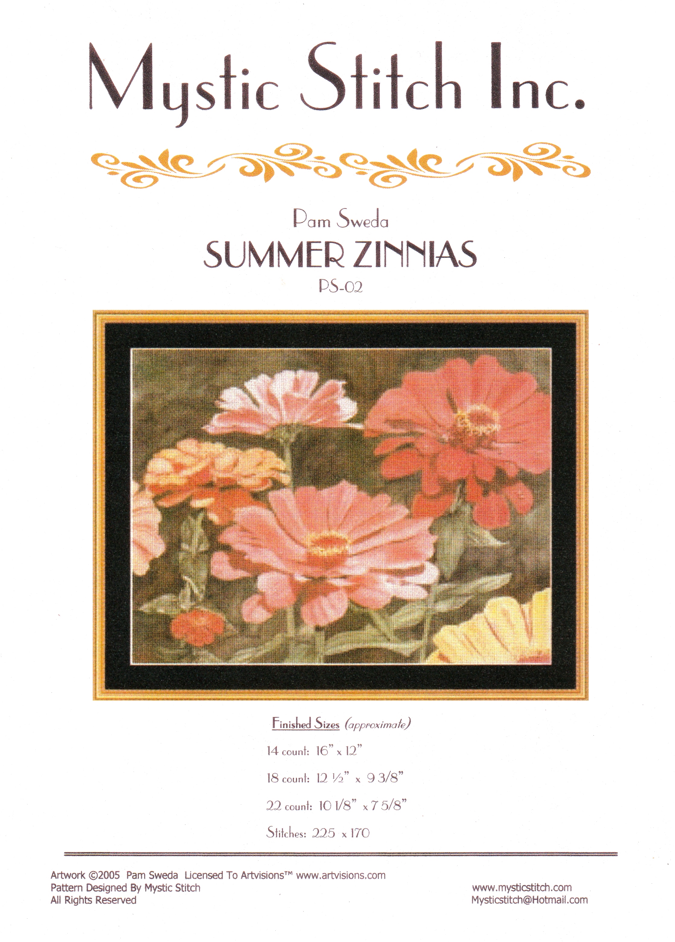 Mystic Stitch ผังลาย Summer Zinnias