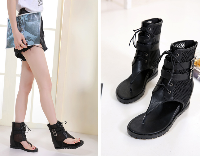 รองเท้่าส้นเตารีดแบบเท่สีน้ำตาล/ดำ ไซต์ 35-40