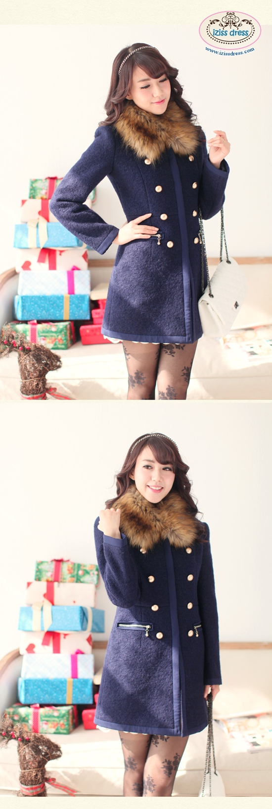 ***พร้อมส่งsize S นี้ค่ะจองด่วนมีจำนวนจำกัดจร้า***โค้ทกันหนาวสีครีมคอติดขนเฟอร์สีขาว ผ่าหน้าตกแต่งกระดุมสีทอง มีกระเป๋าติดซิปด้านข้างทั้ง 2 ข้าง สวยเหมือนแบบจร้า