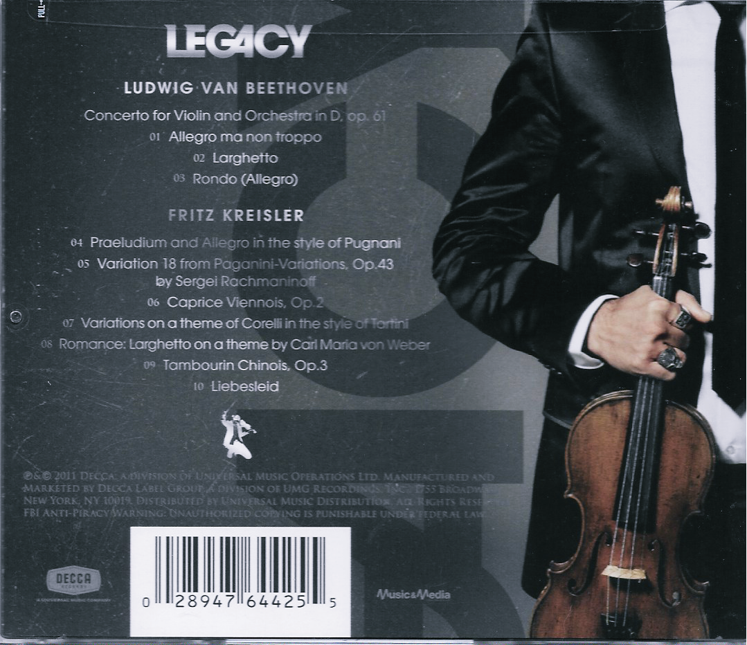 CD,David Garrett - Legacy (Beethoven Violin Concerto by Kreisler)(Violin)(Classics)(instrumental)(2011)(USA)