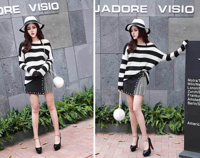 รองเทา้ส้นสูงคัดชูสีชมพู/นู๊ด/ขาว/ดำ ไซต์ 34-43