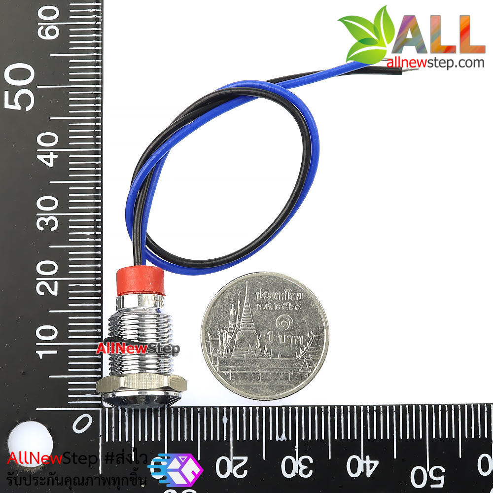 ไฟ LED สีขาว led 10mm แบบกันน้ำพร้อมสายไฟ led 3-6V Metal indicator LED waterproof IP65