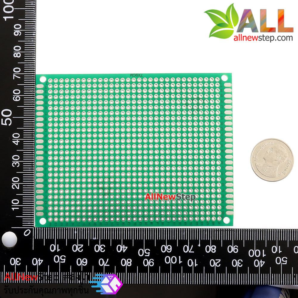 แผ่น PCB อเนกประสงค์สีเขียวแบบ 1 ด้าน ขนาด 7x9 cm