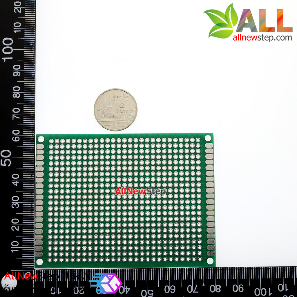 แผ่นปริ๊น PCB อเนกประสงค์แบบ 2 หน้าอย่างดี สีเขียว ขนาด 6x8 เซนติเมตร