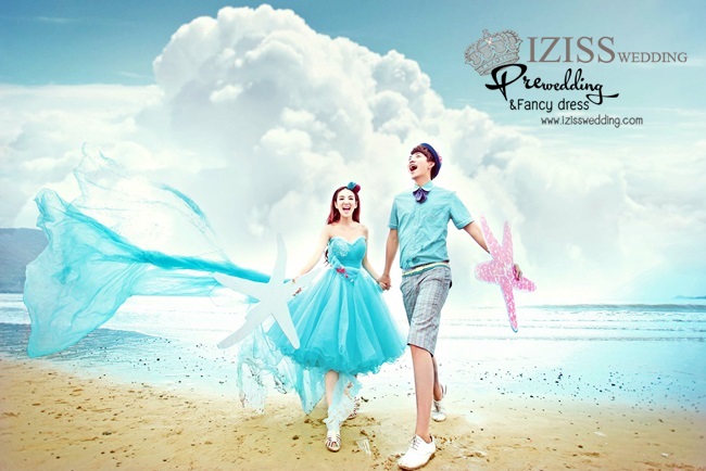 ***พร้อมส่ง***ชุดถ่ายพรีเว็ดดิ้ง (pre wedding dress) ชุดแฟนตาซีชายหญิง "ธีมสีฟ้าน้ำทะเล"