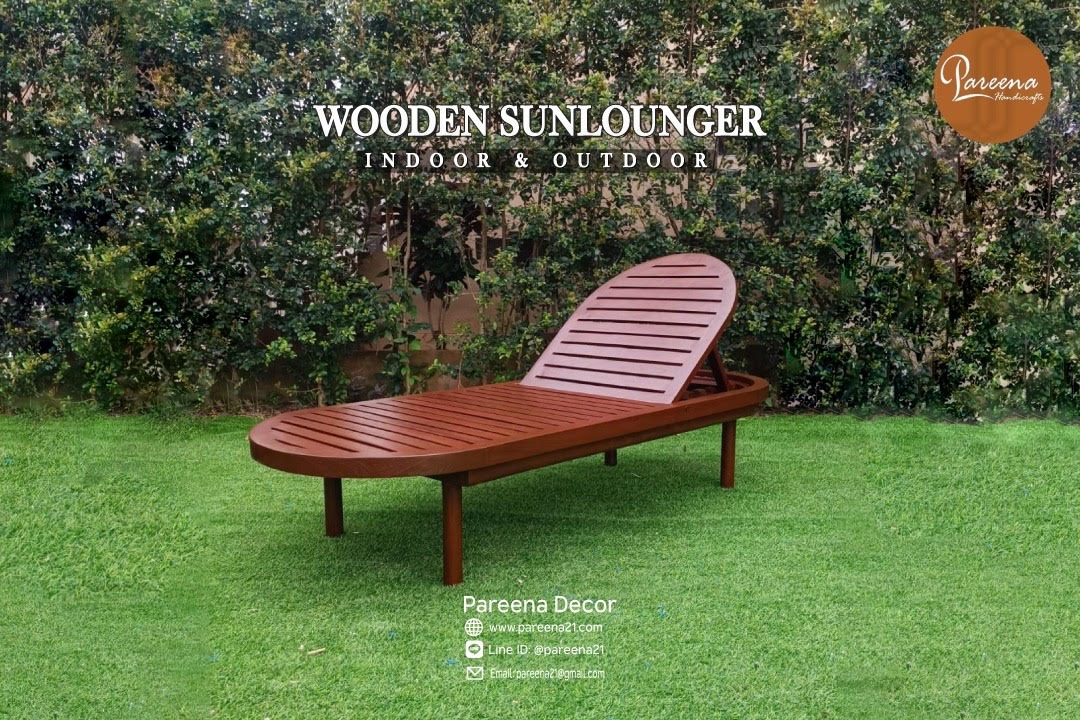 Teak Wood Sun Lounger เตียงอาบแดดไม้สัก เตียงริมสระน้ำ สวย ทนทาน