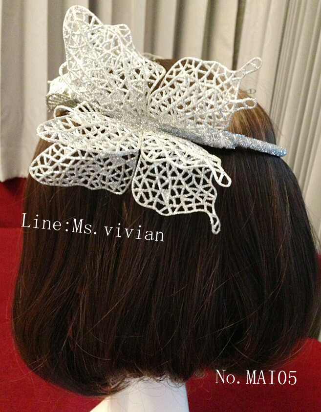 MAI05 มงกุฎผีเสื้อตัวใหญ่สีเงิน (งาน handmade)**สินค้ามีจำกัดในเเต่ละล๊อต**
