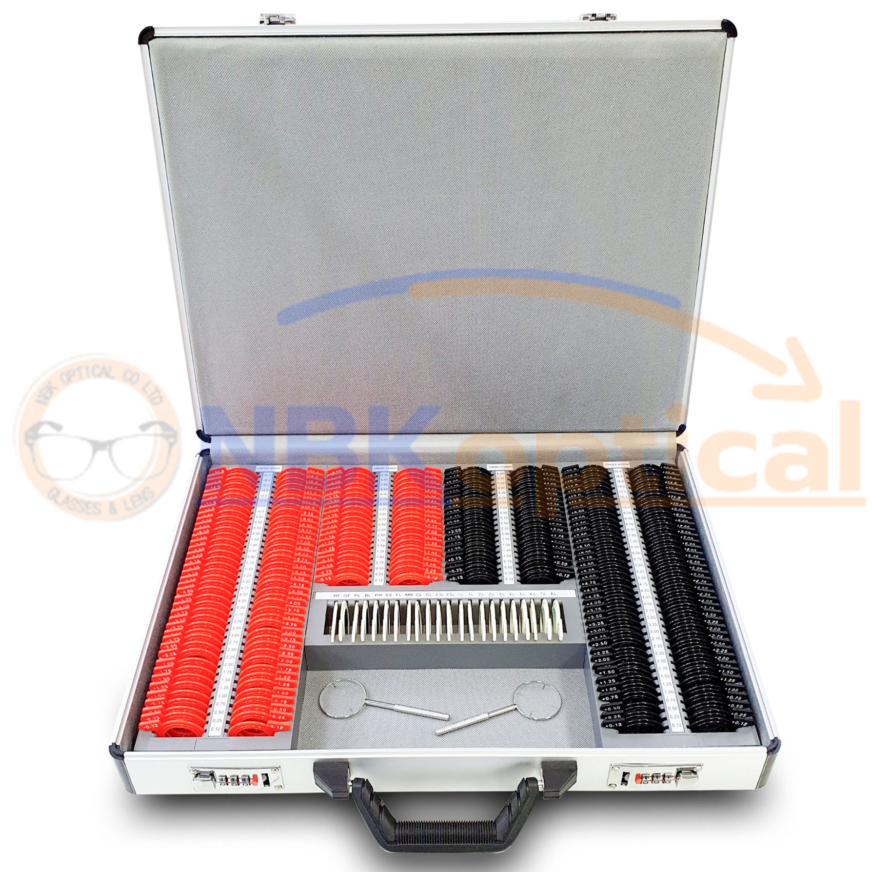 Trial lens set เลนส์เซ็ท ขอบพลาสติก เลนส์กระจก (PT L) +-2000 (กล่องอะลูมิเนียม) + (ครอสไซเลนส์เดอร์)