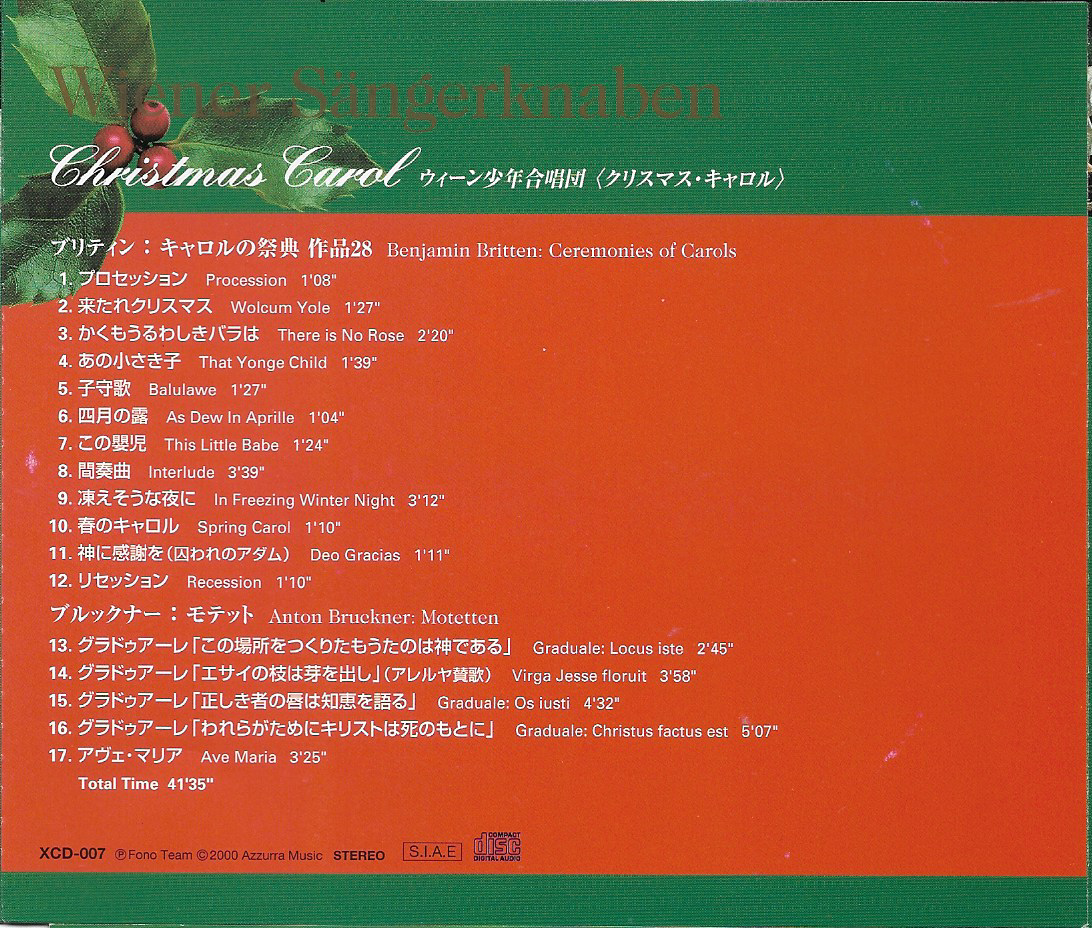 CD,Wiener Sangerknabem Christmas Carol (2000)(Japan)