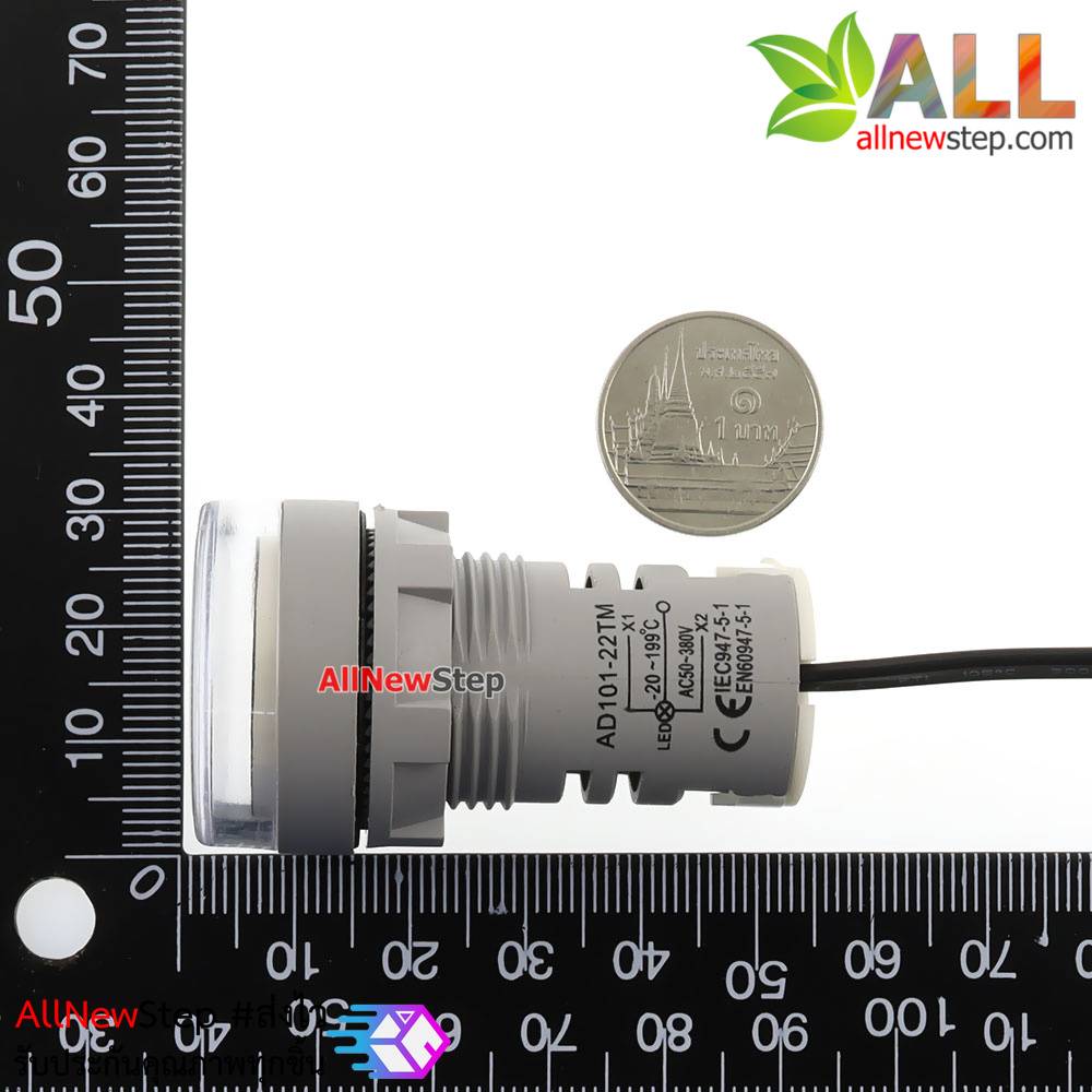 โมดูลวัดอุณหภูมิ LED สีขาว แบบติดแผงควบคุม ไฟเลี้ยง 220VAC