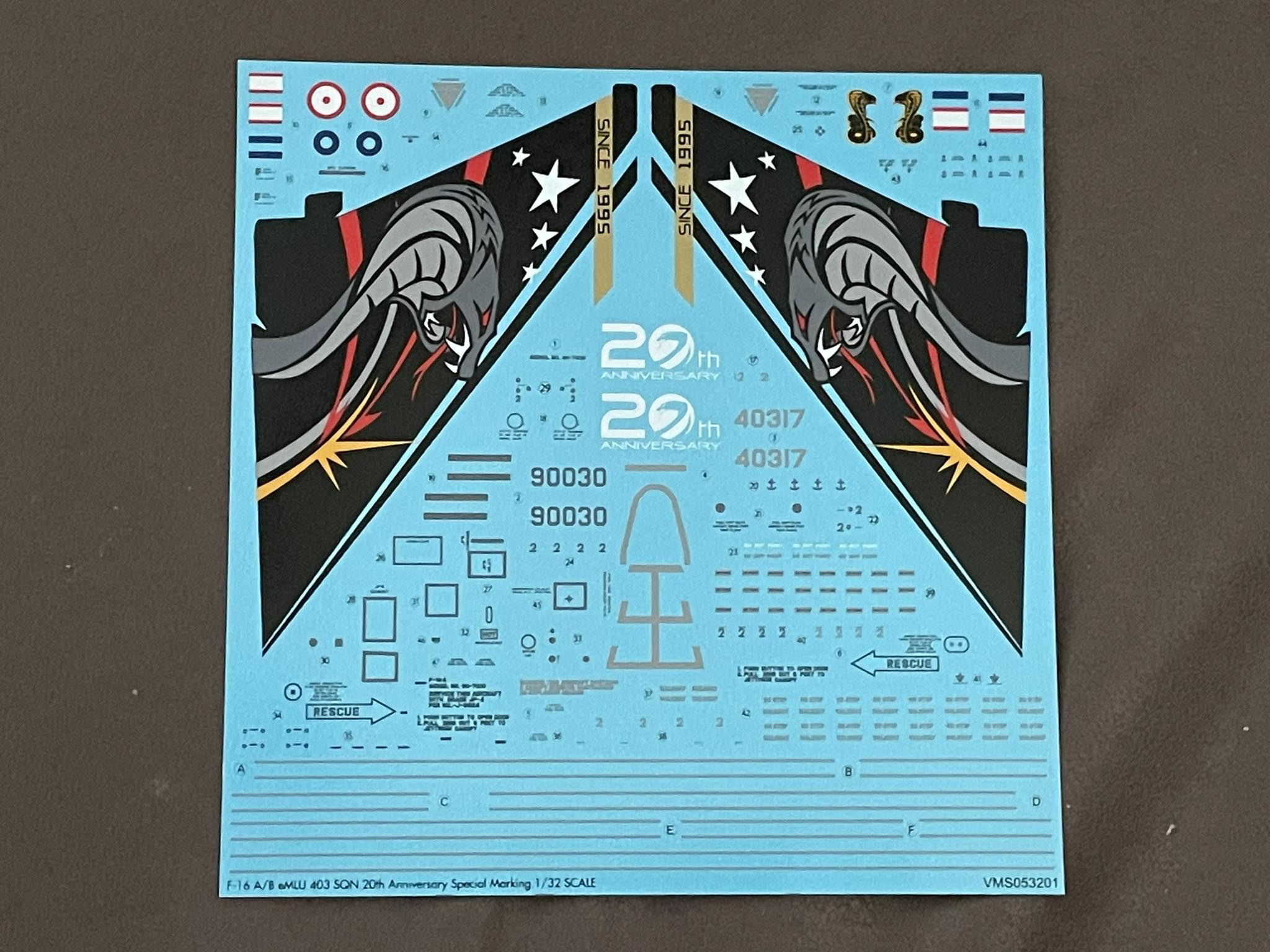 DECAL 1/32 F-16 A/B eMLU 403 SQN 20th Anniversary RTAF COBRA BVR