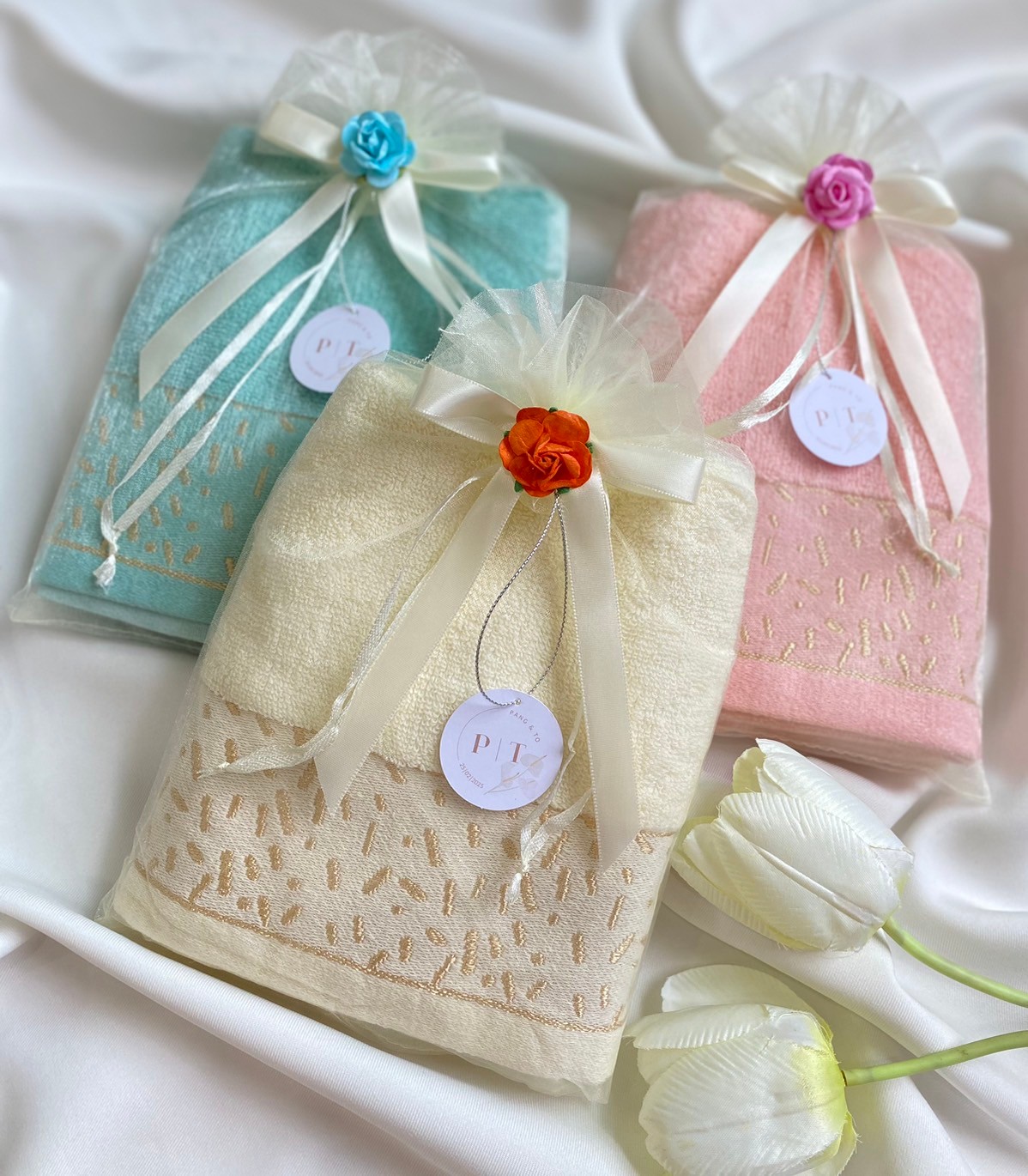 ผ้าขนหนูเนื้อ cotton ลายข้าวเหนียว ขนาดเช็ดผม 13x28 นิ้ว