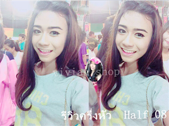 Half 08 วิกครึ่งหัว มีสีเดียว ตามรูป ( ทรงผมเเละเส้นผมเหมือนจริงเกือบ 100% )