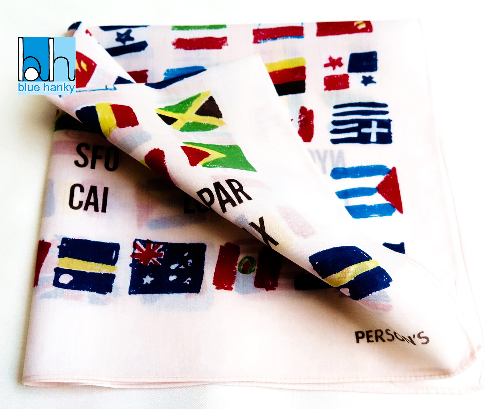 #187 19" PERSON'S ผ้าเช็ดหน้ามือ2 สภาพดี ผ้าเช็ดหน้าผืนใหญ่