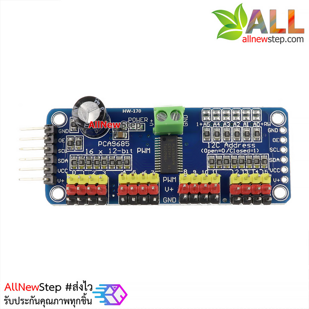 16-Channel 12-bit PWM Servo shield I2C interface PCA9685