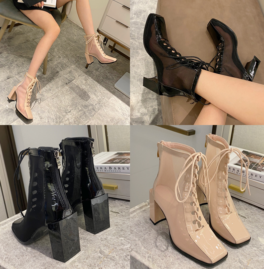 รองเท้าบูทส้นเหลี่ยมสีนู๊ด/ดำ ไซต์ 35-39