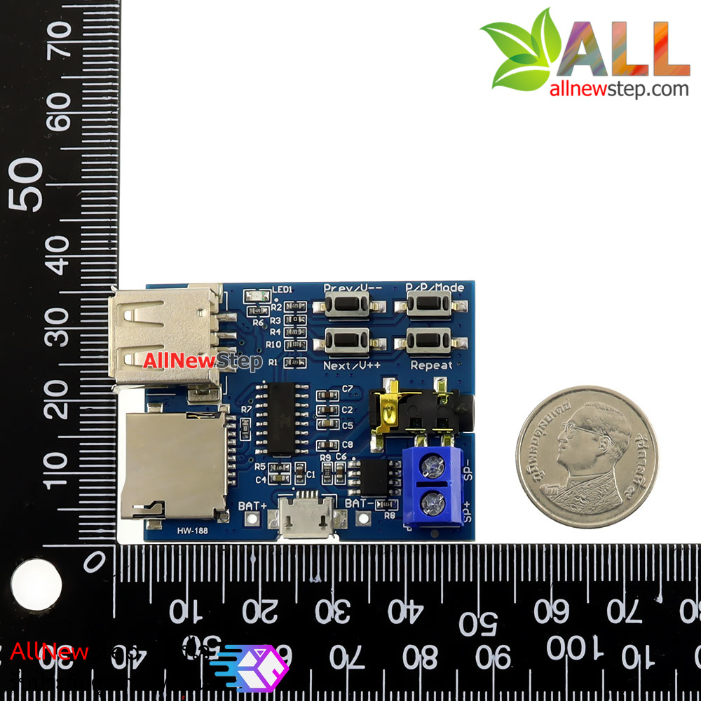 โมดูลเล่นเพลง MP3 รองรับ SD Card และ FlashDrive พร้อม Jack 3.5 ต่อกับหูฟังหรือเครื่องขยายเสียง