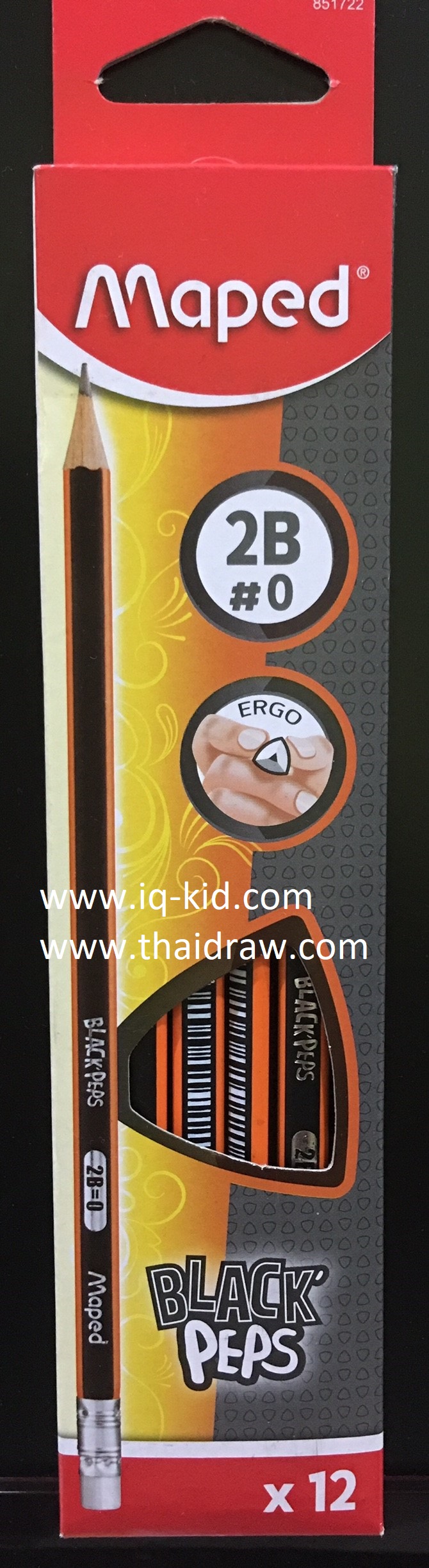 ดินสอดำสามเหลี่ยม 2B แท่งยาว Maped แพ็ค 12 แท่ง