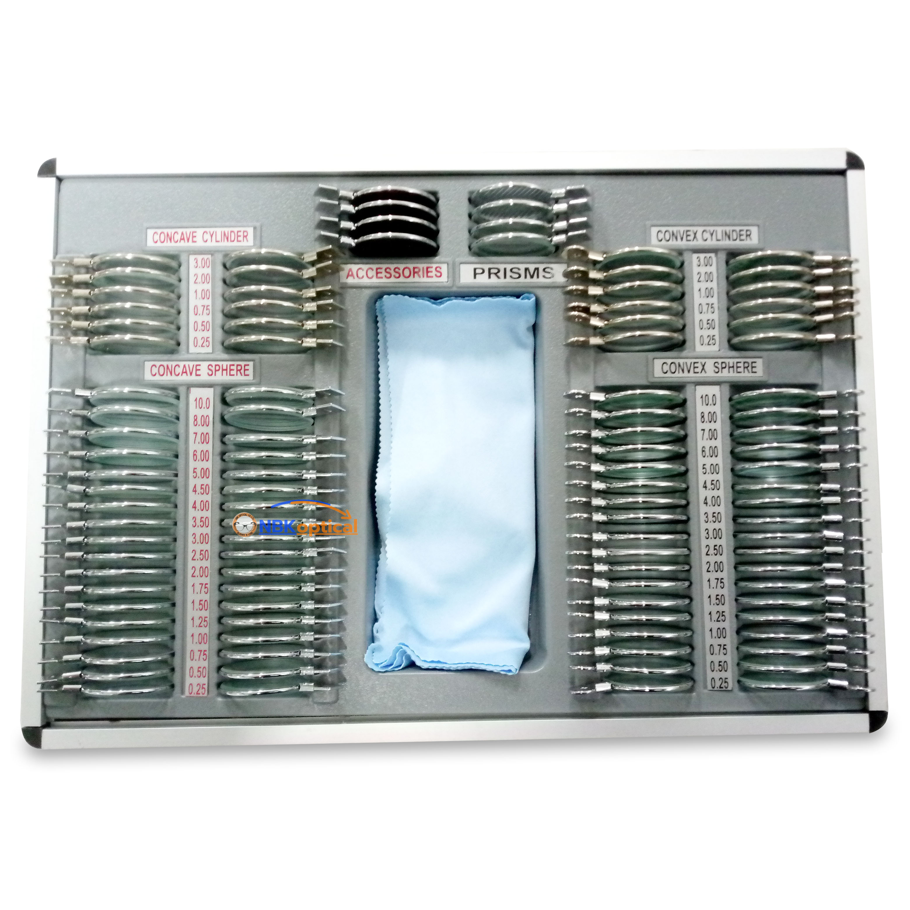 Trial lens set เลนส์เซ็ท ขอบโลหะ เลนส์กระจก (MT S) +-1000 (กล่องอะลูมิเนียม)