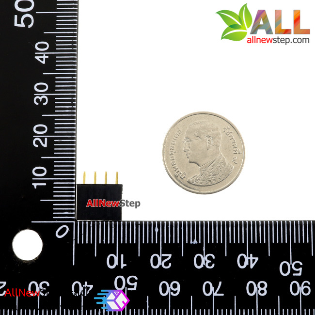 1x4 pin header 2.54mm PCB Female Header Single Row Straight Copper Pin จำนวน 5 ชิ้น