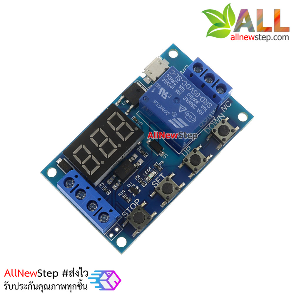 โมดูลรีเลย์หน่วงเวลาปิด 0-999 วินาที Digital Delay Timer 6-30V Relay Switch Control Module