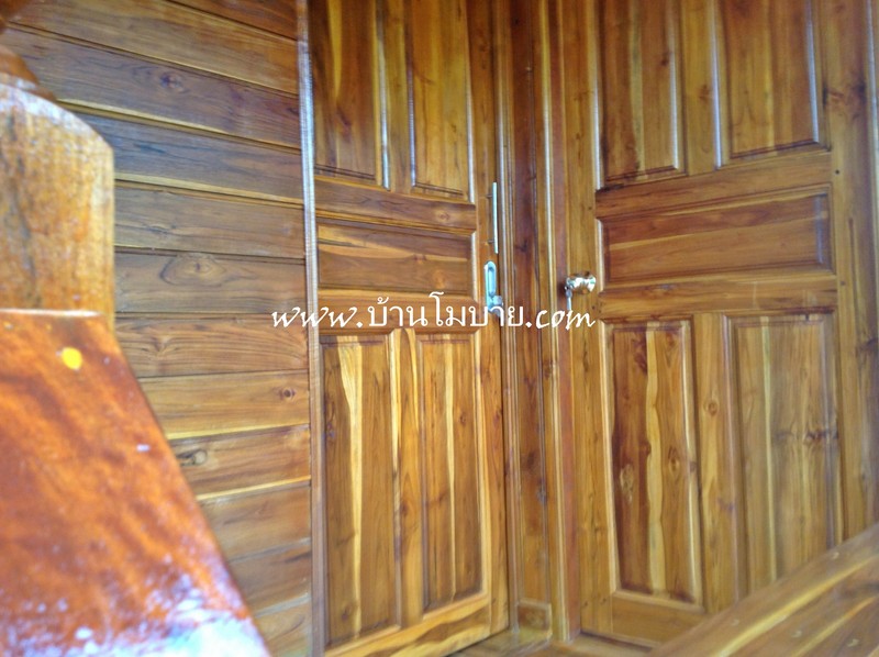 บ้านไม้สัก ขนาด 4*6 เมตร ประตูสไลด์ ทุกบาน (1 ห้องนอน 1 ห้องน้ำ 1 ห้องนั่งเล่น)