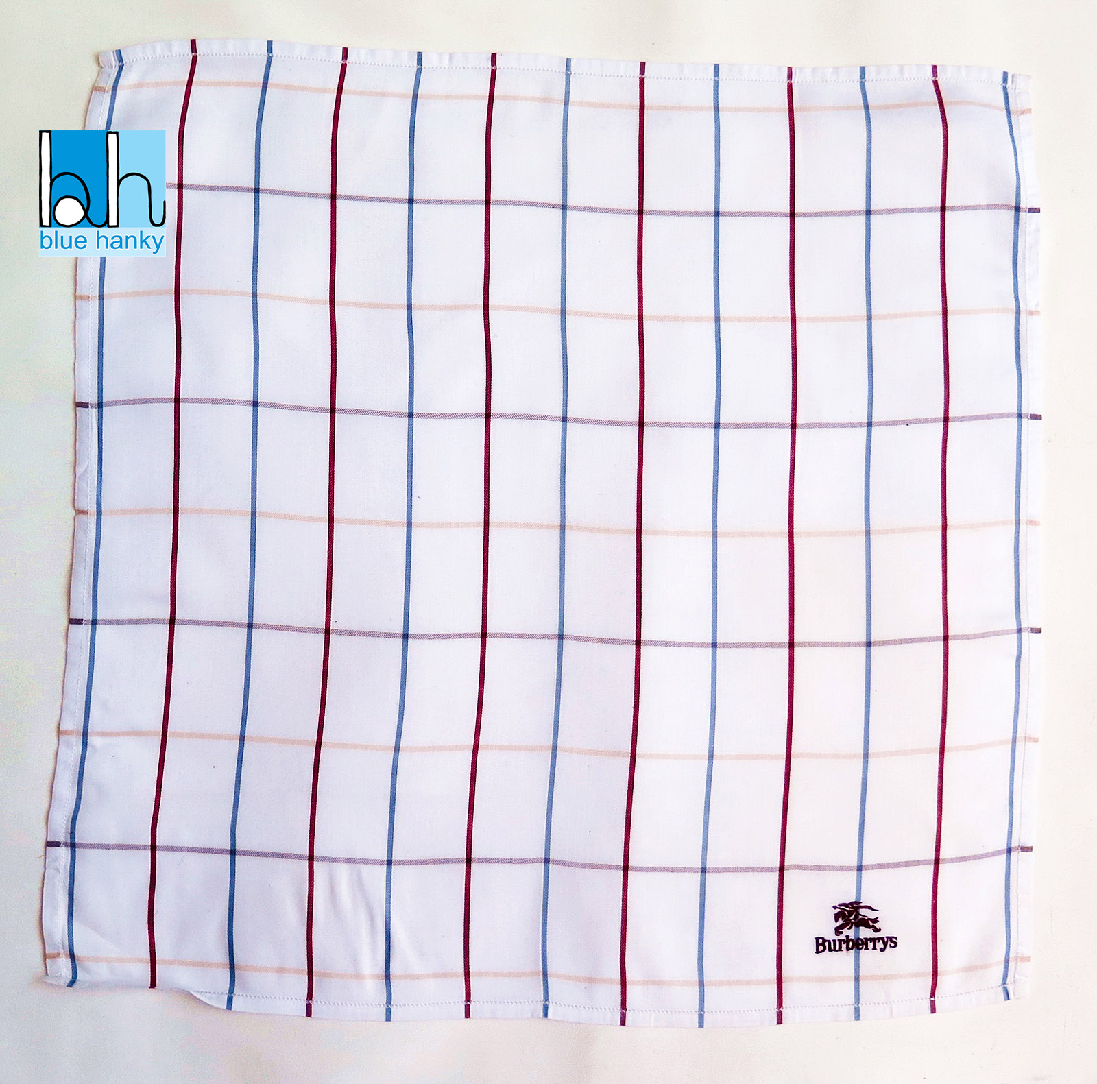 #202 19" Burberrys ผ้าเช็ดหน้ามือ2 สภาพดี ผ้าเช็ดหน้าผืนใหญ่