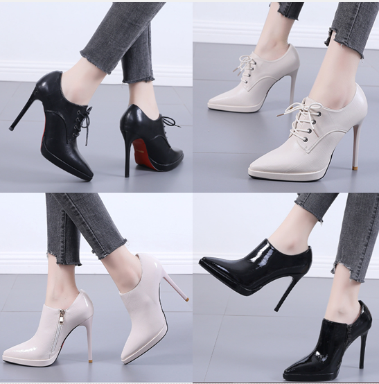 รองเท้าส้นสูงปลายแหลมหุ้มเท้า ไซส์ 34-39 มี 2 รุ่น สีดำ/เทา