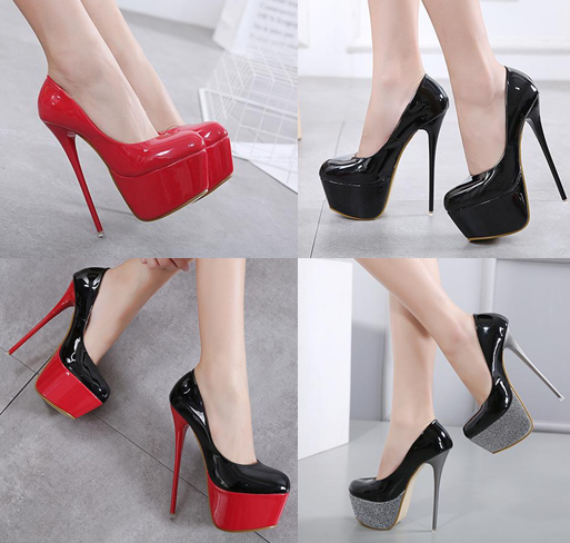 รองเท้าส้นสูง ไซต์ 35-40 สีดำ/แดง/ดำพื้นแดง/ดำพื้นเงิน